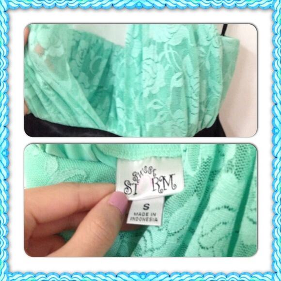 X). Sweet Storm Asymmetrical Turquoise Teal Blue Black Dress size Small - Picture 6 of 7